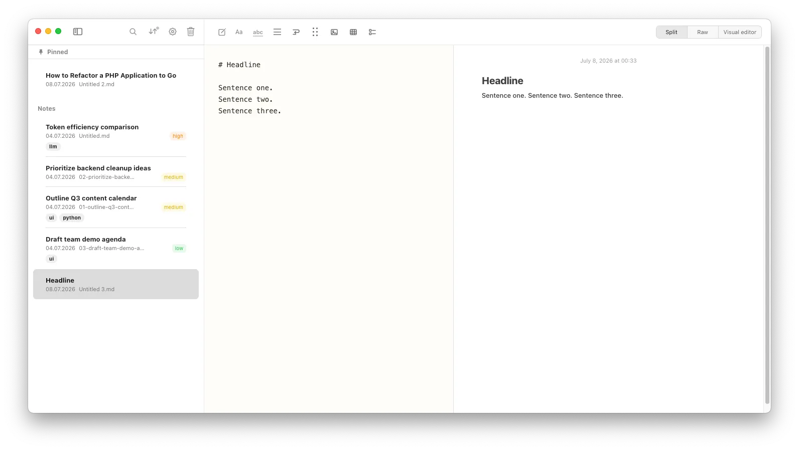 Notes Plus — line break rendering style 1