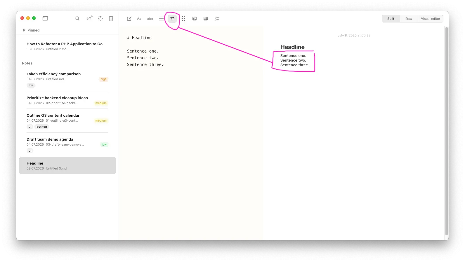 Notes Plus — line break rendering style 2